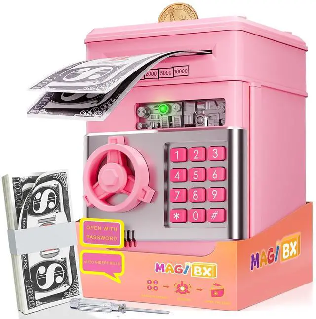 Main image of Kids Piggy Bank for Girls - Toys for 5 6 7 8 9 10 Year Old Girl Birthday Gifts - Electronic Piggy Bank ATM Machine Money Safe for Kids Toys Age 6-8-10
