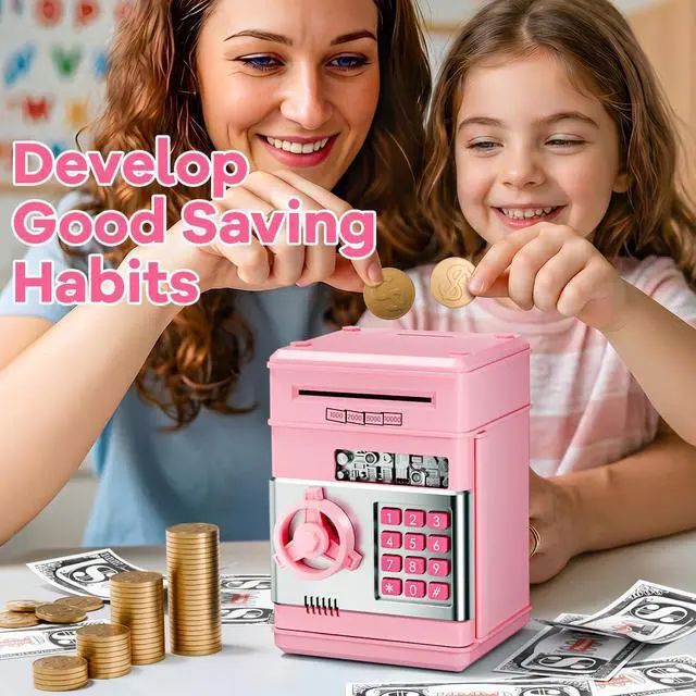 Alt view image 2 of 7 - Kids Piggy Bank for Girls - Toys for 5 6 7 8 9 10 Year Old Girl Birthday Gifts - Electronic Piggy Bank ATM Machine Money Safe for Kids Toys Age 6-8-10
