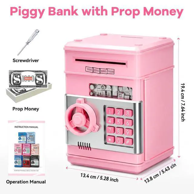 Alt view image 5 of 7 - Kids Piggy Bank for Girls - Toys for 5 6 7 8 9 10 Year Old Girl Birthday Gifts - Electronic Piggy Bank ATM Machine Money Safe for Kids Toys Age 6-8-10