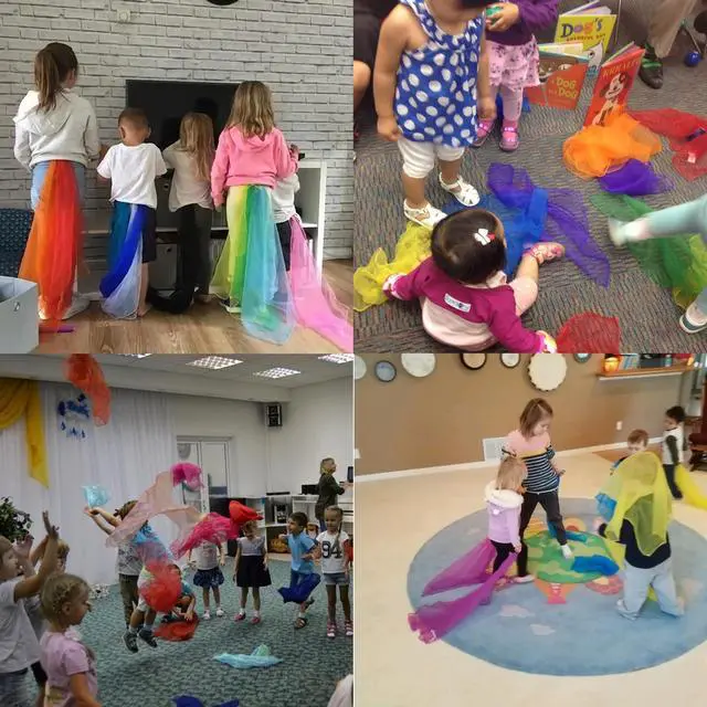 Alt view image 3 of 7 - Juggling Scarves, 12 PCS Dance Scarves for Kids Play Silk Scarve for Toddlers Children Movement Music Scarf Magic Tricks Performance Props Accessories Rhythm Band Scarfs 12colors 24 inches