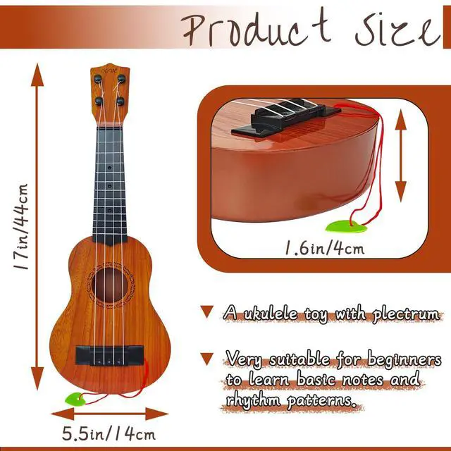 Alt view image 2 of 7 - Kids Toy Ukulele Guitar,17 Inch Classical Guitar Musical Toy,4 Strings Guitar Ukulele Educational Learning Toy for Toddlers and Preschoolers