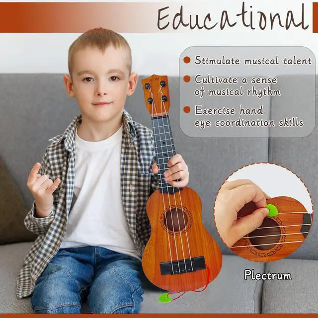 Alt view image 4 of 7 - Kids Toy Ukulele Guitar,17 Inch Classical Guitar Musical Toy,4 Strings Guitar Ukulele Educational Learning Toy for Toddlers and Preschoolers