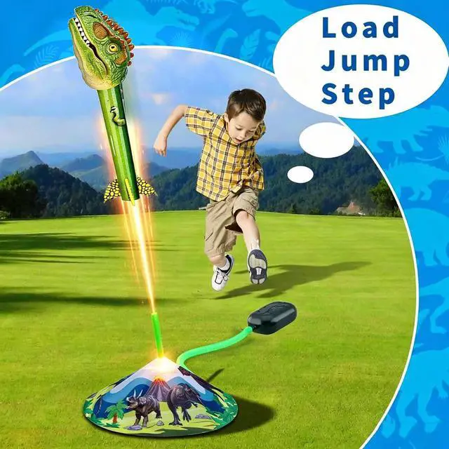 Alt view image 2 of 7 - Dinosaur Toy Rocket Launcher for Kids - Launch Up to 100 Ft, 4 Rockets, Outdoor Outside Toys for Kids, Dinosaur Toys, Birthday Gifts for 3 4 5 6 7 8-12 Year Old Boys Girls