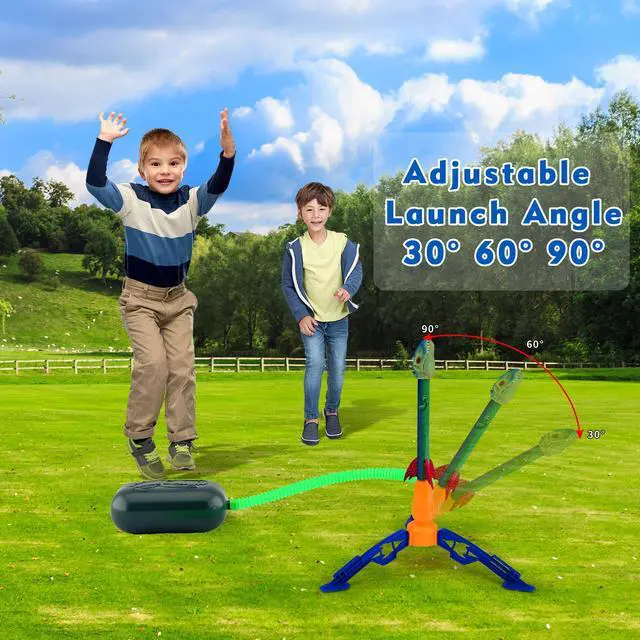 Alt view image 5 of 7 - Dinosaur Toy Rocket Launcher for Kids - Launch Up to 100 Ft, 4 Rockets, Outdoor Outside Toys for Kids, Dinosaur Toys, Birthday Gifts for 3 4 5 6 7 8-12 Year Old Boys Girls