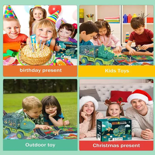 Alt view image 5 of 6 - Dinosaur Truck Toys for Kids 3-5, Triceratops Car Toy with 15 Dino Figures,Large Activity Play Mat, Dinosaur Eggs, Dinosaur Play Set for Boys and Girls,Christmas Xmax,Stocking Stuffers