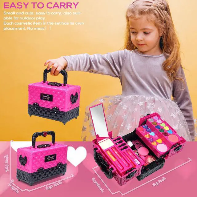 Alt view image 6 of 7 - Kids Makeup Kit for Girl - 52 PCS Safe and Washable Makeup for Kids, Real Girls Makeup Kit, Toddler Makeup Kit with Cosmetic Case, Girls Toys Age 4-12, Princess Toys Birthday Gifts for Girls