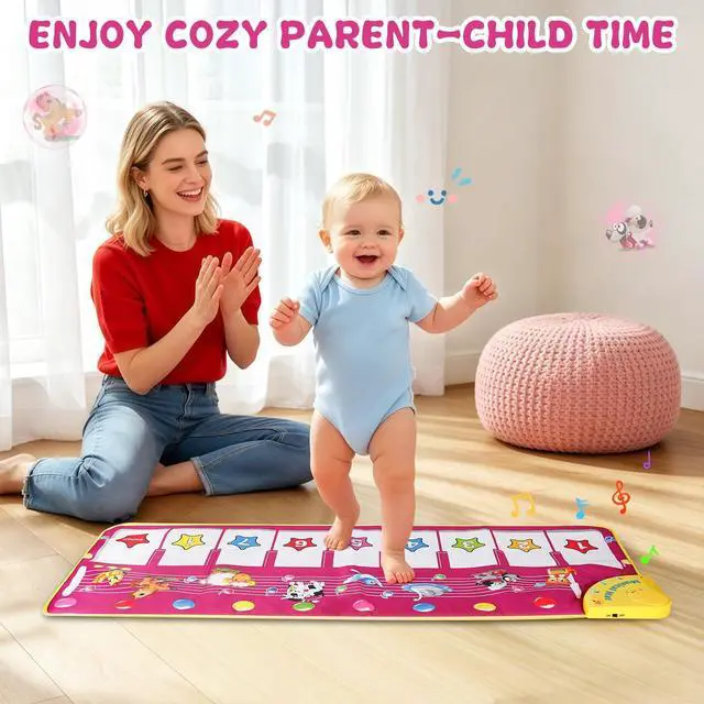 Alt view image 5 of 7 - Floor Piano Mat, Toddler Toys Musical Mat, Keyboard Floor Play mat 39.5" Electronic Music Animal Touch Play Blanket Funny Xmas Gift Toy for 1 2 3 Year Old