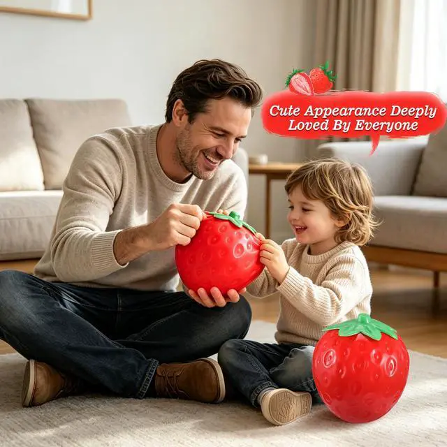 Alt view image 4 of 7 - 6Inch Giant Strawberry Slow Rising Big Squishy Toy, Jumbo Realistic Soft Fruit Squeeze Stress Ball, AnxietyRelief Fidget Sensory Toy, Desk Decoration, Party Favor Gift for Adults and Kids