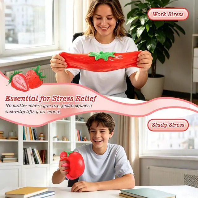 Alt view image 6 of 7 - 6Inch Giant Strawberry Slow Rising Big Squishy Toy, Jumbo Realistic Soft Fruit Squeeze Stress Ball, AnxietyRelief Fidget Sensory Toy, Desk Decoration, Party Favor Gift for Adults and Kids