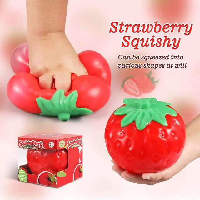 Alt view image 7 of 7 - 6Inch Giant Strawberry Slow Rising Big Squishy Toy, Jumbo Realistic Soft Fruit Squeeze Stress Ball, AnxietyRelief Fidget Sensory Toy, Desk Decoration, Party Favor Gift for Adults and Kids