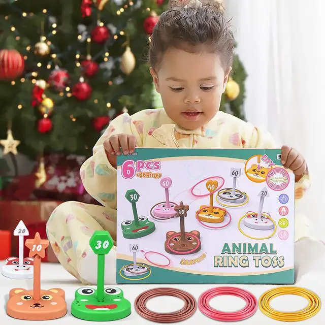 Alt view image 7 of 7 - Animal Ring Toss Game Toy Set for Kids, 6 Targets Stands & 36 Rings Combo, Indoor Outdoor Party Yard Family Adults Activity, Holiday Present Birthday Gift for Toddlers Boys Girls Child Ages 3+