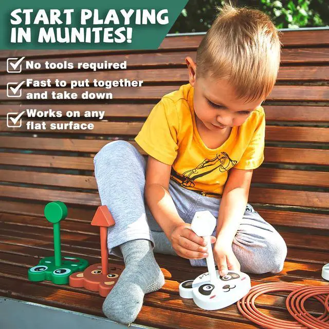 Alt view image 3 of 7 - Animal Ring Toss Game Toy Set for Kids, 6 Targets Stands & 36 Rings Combo, Indoor Outdoor Party Yard Family Adults Activity, Holiday Present Birthday Gift for Toddlers Boys Girls Child Ages 3+
