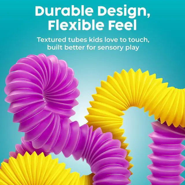Alt view image 7 of 7 - Pop Tubes - Sensory Toys - Fidget Toys - Imaginative Play & Stimulating Creative Learning - Hours of Fun for Kids - Tons of Ways to Play - Non-Mouthable Toy 3+ - 4 Pack Large