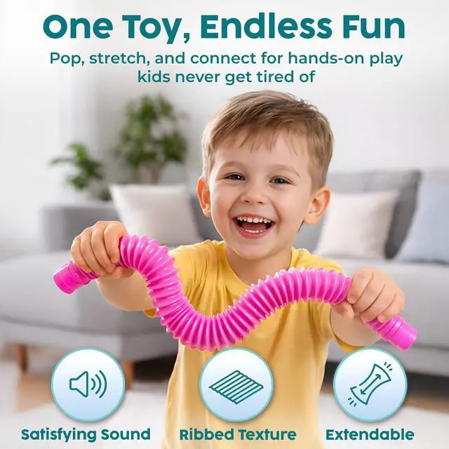 Alt view image 2 of 7 - Pop Tubes - Sensory Toys - Fidget Toys - Imaginative Play & Stimulating Creative Learning - Hours of Fun for Kids - Tons of Ways to Play - Non-Mouthable Toy 3+ - 4 Pack Large