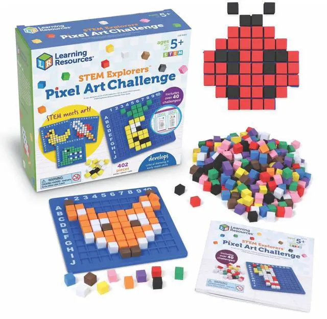Main image of STEM Explorers Pixel Art Challenge - Science Kits & STEM Activities for Kids, Pattern Blocks, Fine Motor Skills, Math Manipulatives, Sorting and Counting, Gifts for Boys and Girls
