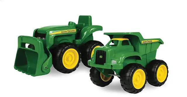 Main image of john Deere Vehicle Set - Includes Dump Truck Toy and Tractor Toy with Loader - Kids Outdoor Toys - Kids Construction and Sandbox Toys - 6 Inches - 2 Count - Ages 18 Months and Up
