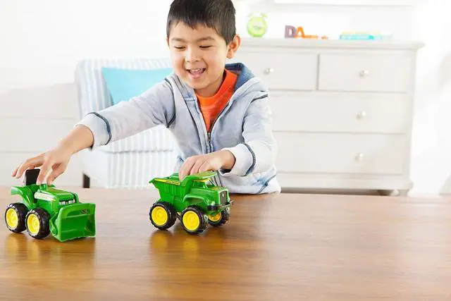 Alt view image 4 of 5 - john Deere Vehicle Set - Includes Dump Truck Toy and Tractor Toy with Loader - Kids Outdoor Toys - Kids Construction and Sandbox Toys - 6 Inches - 2 Count - Ages 18 Months and Up