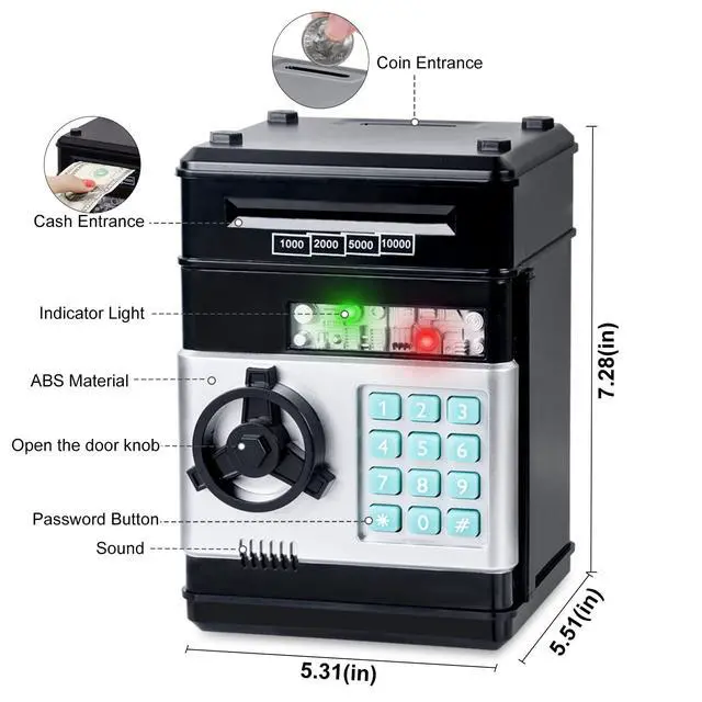 Alt view image 2 of 5 - Kids Toys for Boys Girls Age 3-5,Electronic Piggy Banks for Kids Money Savings Box Toys Mini ATM Coin Bank for Children Best Birthday Xmas Gifts Cash Coin Can for Kid 8-12 Year Old Black