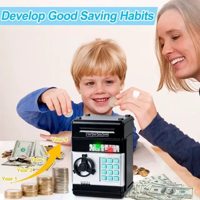 Alt view image 4 of 5 - Kids Toys for Boys Girls Age 3-5,Electronic Piggy Banks for Kids Money Savings Box Toys Mini ATM Coin Bank for Children Best Birthday Xmas Gifts Cash Coin Can for Kid 8-12 Year Old Black