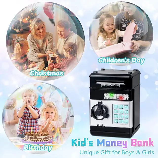 Alt view image 5 of 5 - Kids Toys for Boys Girls Age 3-5,Electronic Piggy Banks for Kids Money Savings Box Toys Mini ATM Coin Bank for Children Best Birthday Xmas Gifts Cash Coin Can for Kid 8-12 Year Old Black