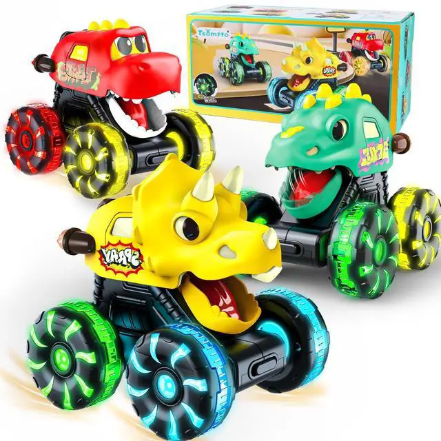 Main image of Monster Truck Toys Dinosaur Cars for Toddlers, Press and Go Cars Truck Toys for Baby Boys Girls Gifts, Light Up Boy Toys Dinosaur Cars for 2 Year Old Boy Birthday