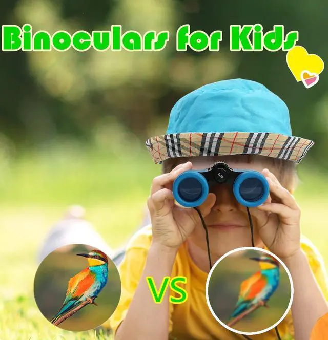 Alt view image 3 of 6 - Kids Binoculars Shock Proof Toy Binoculars Set for Age 3-12 Years Old Boys Girls Bird Watching Educational Learning Hunting Hiking Birthday Presents
