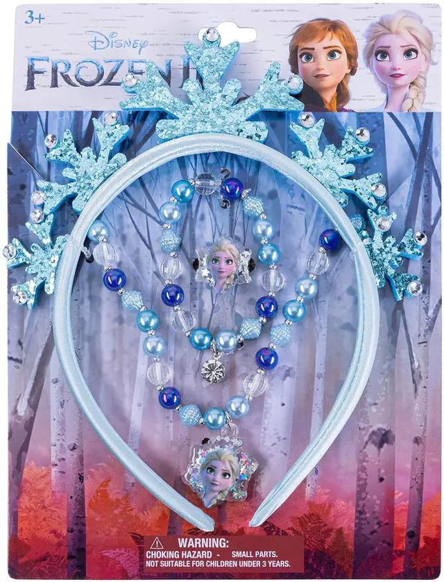 Main image of Frozen Princess Dress Up Accessory Set - 3 Pcs Jewelry Set - Blue Princess Elsa Tiara, Bracelet - Elsa Necklace - Birthday, Holiday Gifts For Girls - Toys Dress Up Kit - Ages 3+