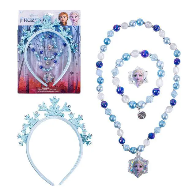 Alt view image 6 of 6 - Frozen Princess Dress Up Accessory Set - 3 Pcs Jewelry Set - Blue Princess Elsa Tiara, Bracelet - Elsa Necklace - Birthday, Holiday Gifts For Girls - Toys Dress Up Kit - Ages 3+