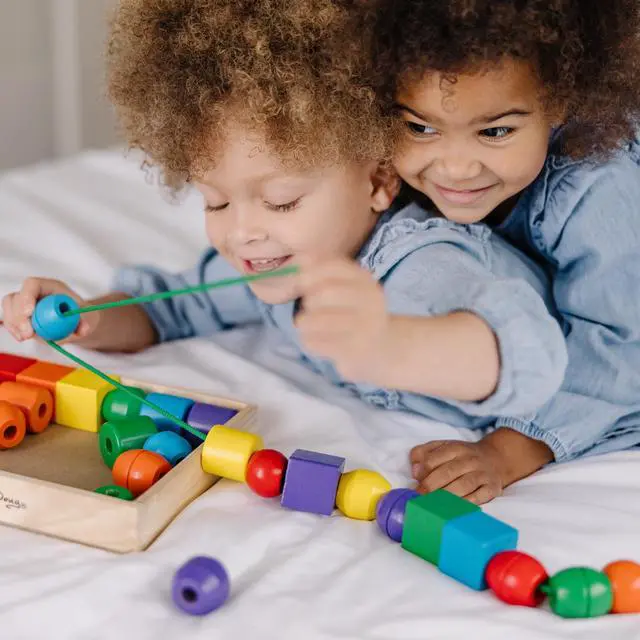 Alt view image 2 of 7 - Primary Lacing Beads - Educational Toy with 30 Wooden Beads and 2 Laces for Toddlers, Fine Motor Skills Lacing Toys for Toddlers and Kids Ages 3+