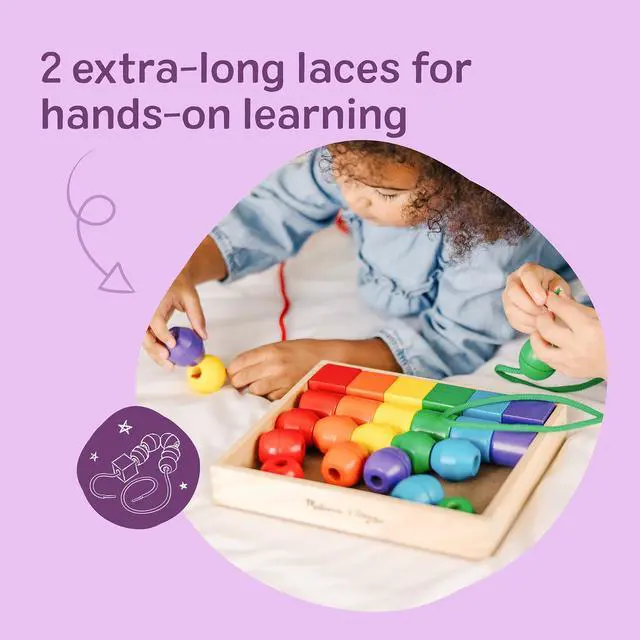 Alt view image 6 of 7 - Primary Lacing Beads - Educational Toy with 30 Wooden Beads and 2 Laces for Toddlers, Fine Motor Skills Lacing Toys for Toddlers and Kids Ages 3+