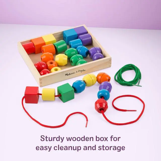 Alt view image 7 of 7 - Primary Lacing Beads - Educational Toy with 30 Wooden Beads and 2 Laces for Toddlers, Fine Motor Skills Lacing Toys for Toddlers and Kids Ages 3+