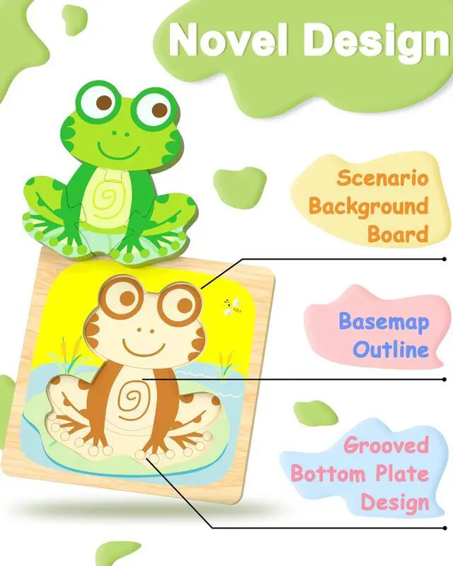 Alt view image 6 of 6 - Wooden Toddler Puzzles, 6pcs Animal Montessori Toys for 1-3 Year Old Boys & Girls, Learning Educational Preschool Toys, Great Gifts for 1 2 3 Year Olds