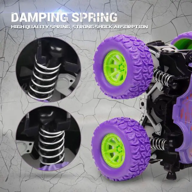 Alt view image 4 of 7 - Monster Truck Toys - Friction Powered Toy Cars Push and Go Trucks Toy for Toddlers Kids Age 2-4 3-5 4-7 Best Christmas Birthday Party Children's Day Gift for Boys Girls 2 3 4 5 6 7 Year Old 4-Pack