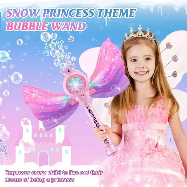 Alt view image 2 of 7 - Bubble Wands for Kids Girls - LED Light & Music Bubble Machine: 3 AA Batteries & 2 Bubble Solutions, Outdoor Party Birthday Toys for Toddlers, Gift for 3 4 5 6 7 8 Year Old Girls