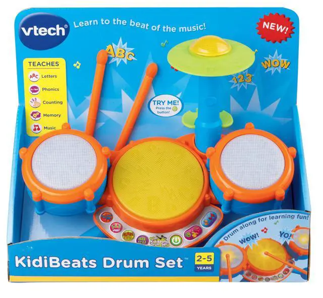 Alt view image 3 of 3 - KidiBeats Kids Drum Set, Orange