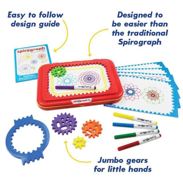 Alt view image 5 of 7 - Jr. Jumbo Sized Gears Classic Retro Toy For Spiral Drawing Art Design Toy Kit for Smaller Hands For Kids Ages 3 and Up