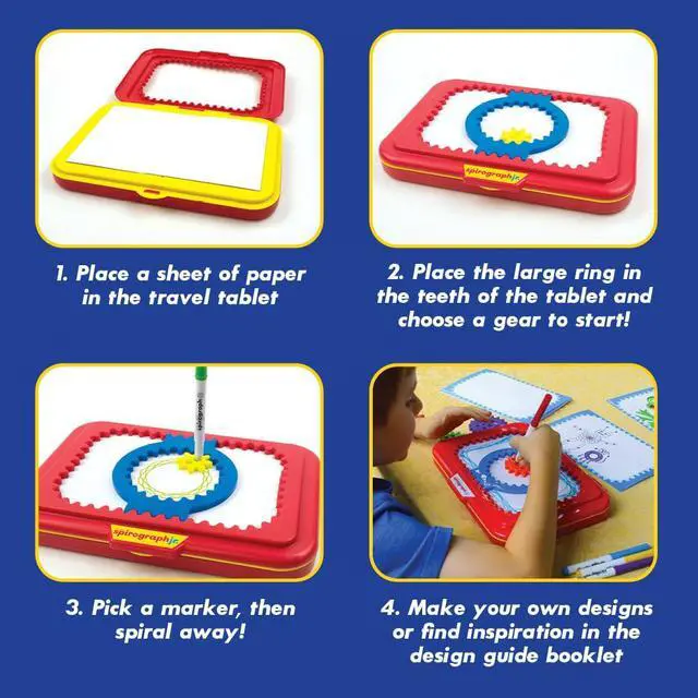 Alt view image 6 of 7 - Jr. Jumbo Sized Gears Classic Retro Toy For Spiral Drawing Art Design Toy Kit for Smaller Hands For Kids Ages 3 and Up