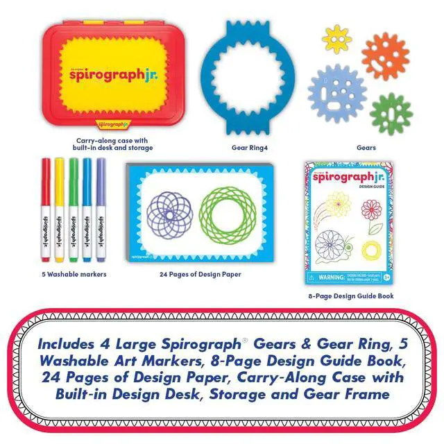 Alt view image 7 of 7 - Jr. Jumbo Sized Gears Classic Retro Toy For Spiral Drawing Art Design Toy Kit for Smaller Hands For Kids Ages 3 and Up