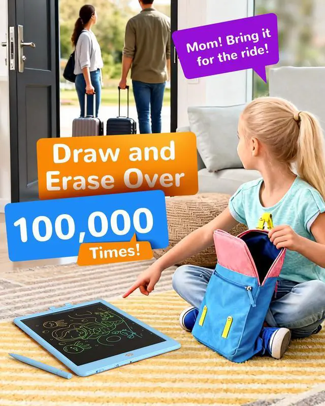 Alt view image 5 of 7 - LCD Writing Tablet, Gifts for 3 Years Old Boys and Girls10 Inch Colorful Doodle Board Drawing Tablet, Erasable Reusable Electronic Drawing Pads, Educational and Learning Toys for Kids