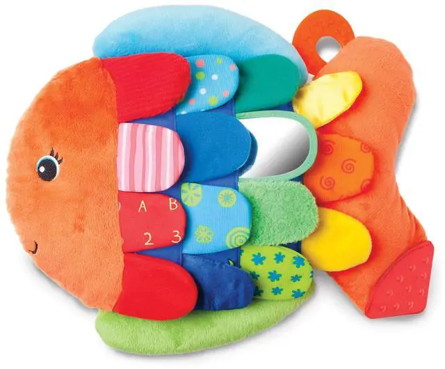 Main image of Stuffed Animal, Soft Baby Book, Multi-Textured Squeaking & Crinkling Infant Sensory Toys for Babies with Baby Mirror, Tummy Time Toys for Infants Ages 09 Months