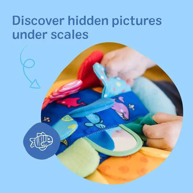 Alt view image 3 of 7 - Stuffed Animal, Soft Baby Book, Multi-Textured Squeaking & Crinkling Infant Sensory Toys for Babies with Baby Mirror, Tummy Time Toys for Infants Ages 09 Months