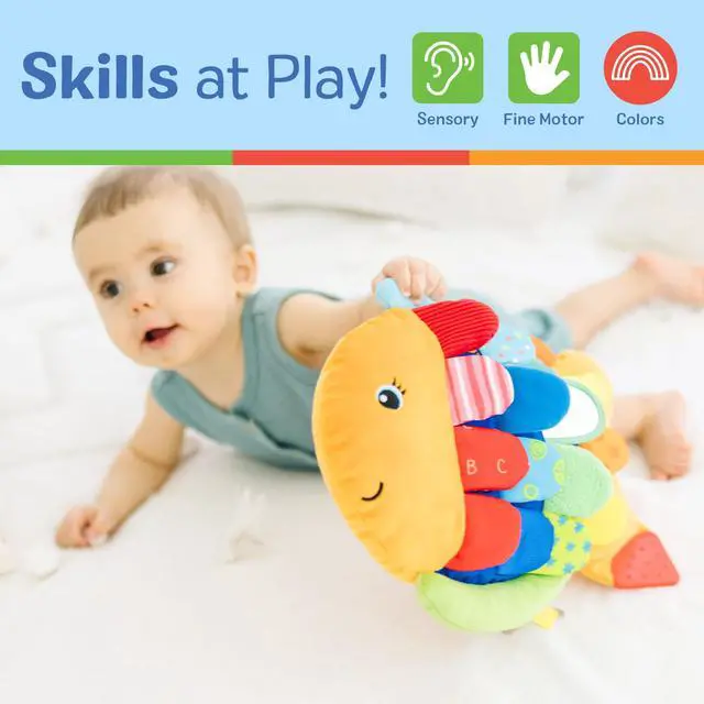 Alt view image 6 of 7 - Stuffed Animal, Soft Baby Book, Multi-Textured Squeaking & Crinkling Infant Sensory Toys for Babies with Baby Mirror, Tummy Time Toys for Infants Ages 09 Months