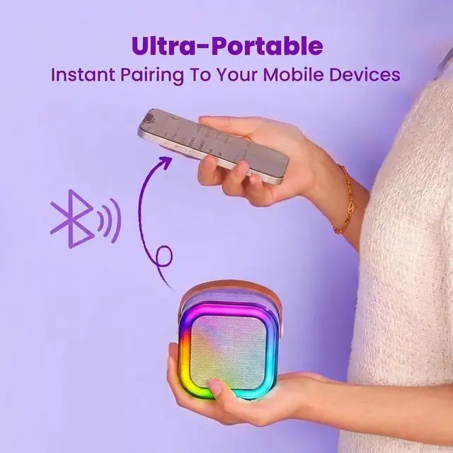Alt view image 7 of 7 - Mini Karaoke Machine for Kids, 2026 TOP Toys Birthday Gifts Ideas for Girls Ages 4, 5, 6, 7, 8, 9, 10, 12+ Years Old, Portable MP3 Player with 2 Wireless Mics for Family Home Party