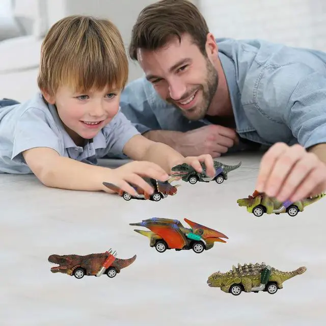 Alt view image 5 of 7 - Dinosaur Toy Pull Back Cars,6 Pack Dino Toys for 3 Year Old Boys Girls and Toddlers,Boy Toys Age 3,4,5 and Up,Pull Back Toy Cars,Dinosaur Games with T-Rex
