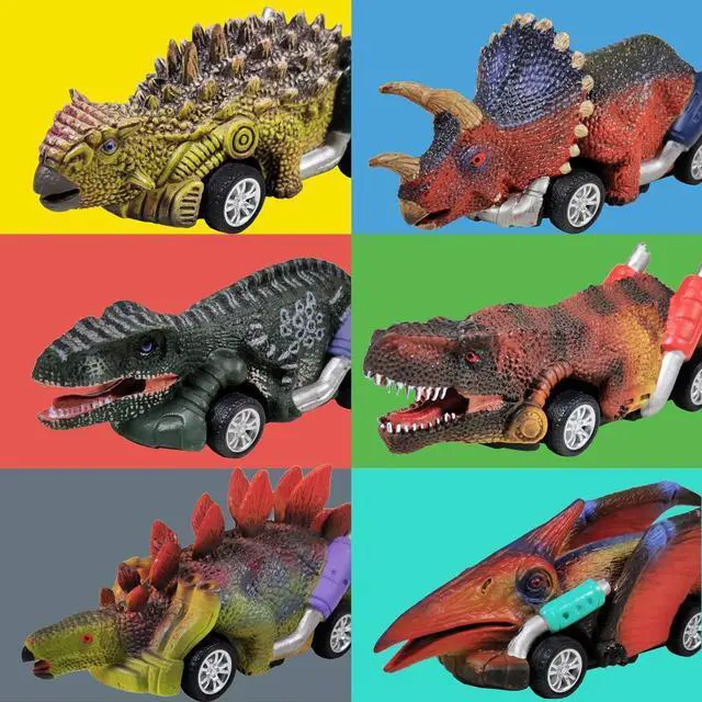 Alt view image 7 of 7 - Dinosaur Toy Pull Back Cars,6 Pack Dino Toys for 3 Year Old Boys Girls and Toddlers,Boy Toys Age 3,4,5 and Up,Pull Back Toy Cars,Dinosaur Games with T-Rex