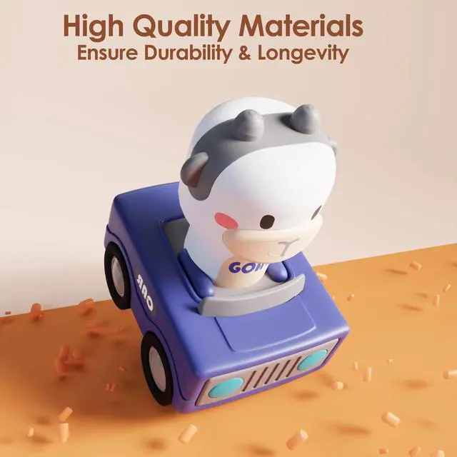 Alt view image 4 of 6 - Press to Go Car Toys for Toddlers 1-3, Baby Animal Racing Cars, Infant Play Vehicle Set, Baby Push Go Friction Car Toys for 6-9-12-18 Months, 1st Birthday Gifts for 1-2 Years Old Boys