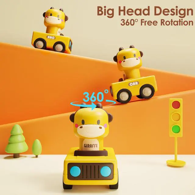 Alt view image 3 of 6 - Press to Go Car Toys for Toddlers 1-3, Baby Animal Racing Cars, Infant Play Vehicle Set, Baby Push Go Friction Car Toys for 6-9-12-18 Months, 1st Birthday Gifts for 1-2 Years Old Boys