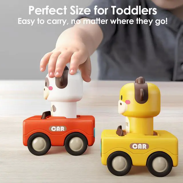 Alt view image 5 of 6 - Press to Go Car Toys for Toddlers 1-3, Baby Animal Racing Cars, Infant Play Vehicle Set, Baby Push Go Friction Car Toys for 6-9-12-18 Months, 1st Birthday Gifts for 1-2 Years Old Boys