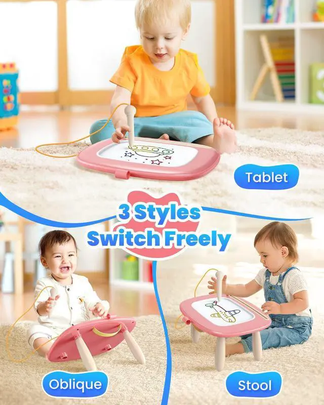 Alt view image 2 of 7 - Magnetic Drawing Board, Toddler Girl Toys for 1-3 Year Old, Doodle Board Learning and Educational Kids Toys for 1 2 3 Year Old Baby Birthday GIF- Pink