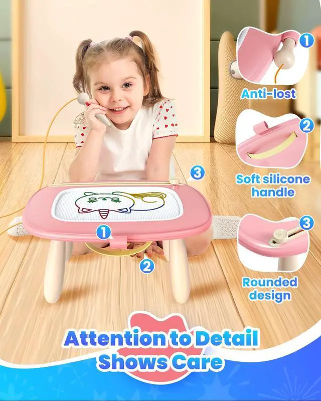 Alt view image 5 of 7 - Magnetic Drawing Board, Toddler Girl Toys for 1-3 Year Old, Doodle Board Learning and Educational Kids Toys for 1 2 3 Year Old Baby Birthday GIF- Pink